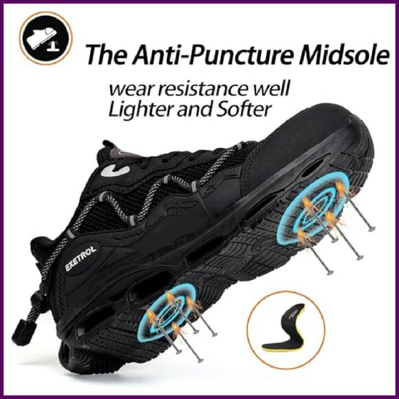 Steel Toe Safety Sneakers Lightweight Slip-Resistant Work Shoes Unisex - Picture 5 of 8